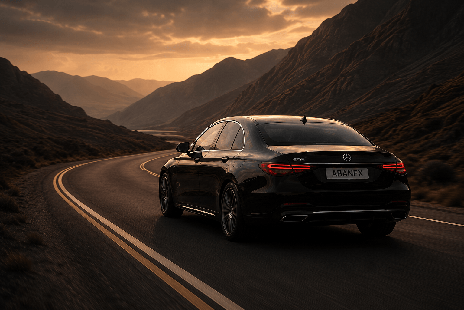 Mountain road with car