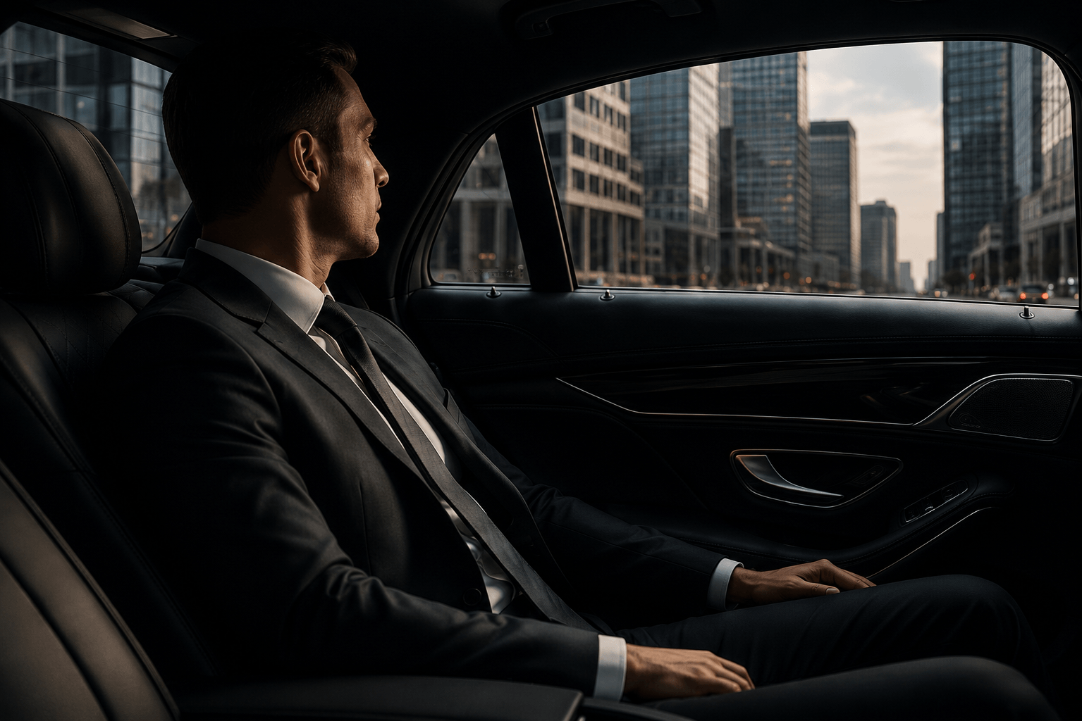Executive in luxury vehicle